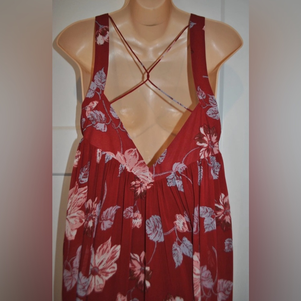 FREE PEOPLE Float Like A Sunbeam Maxi Strappy Back Boho Floral Dress size S - Picture 6 of 6